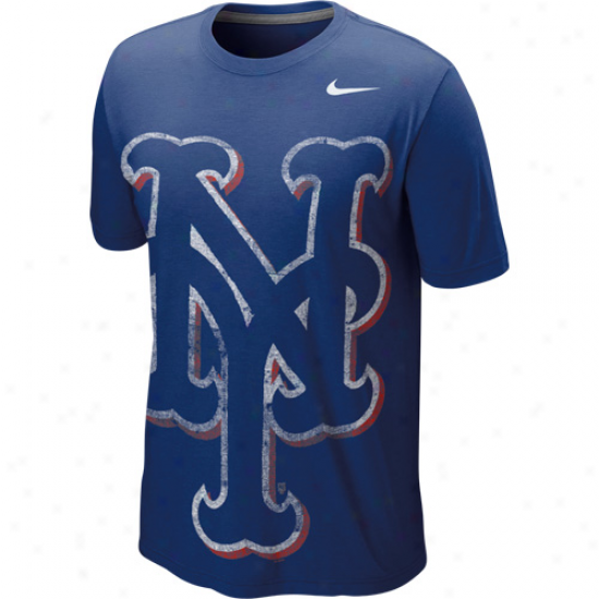 Nike New York Mets Big Logo Tri-blend T-shirt - Royal Blue