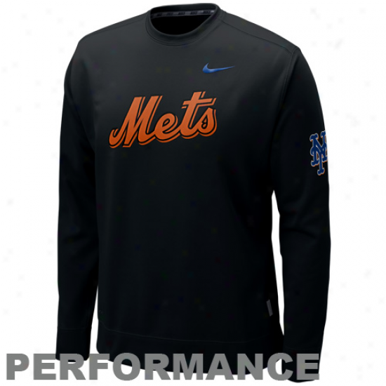 Nike New York Mets Black K.o. Acting Fleece Crew Sweatshirt