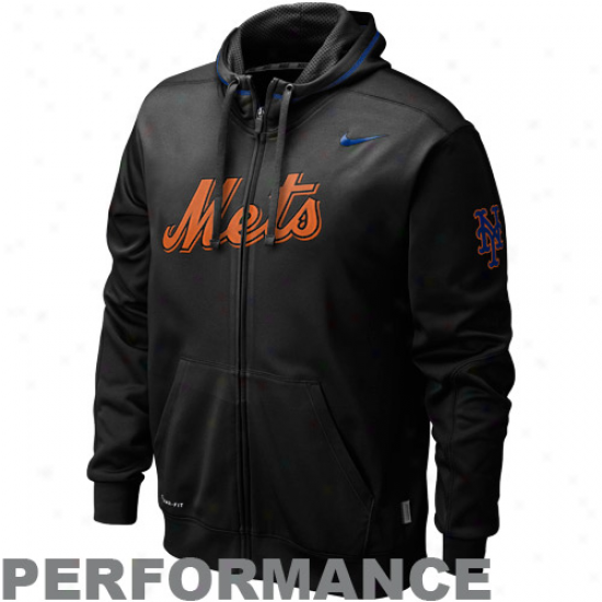 Nike New York Mets Black Ko Performance Full Zip Hoodie Sweatshirt