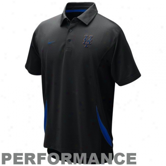 Nike New York Mets Black Mlb Dri-fit Performance Polo