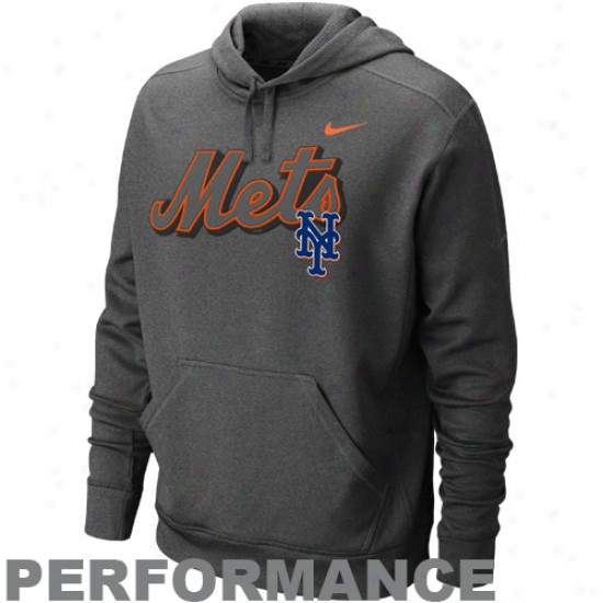 Nike New York Mets Charcoal Performance Pullover Hoodie Sweatshirt