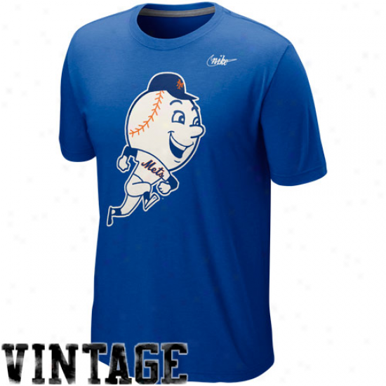 Nike New York Mets Cooperstown Blended Logo T-shirt - Royal Blue