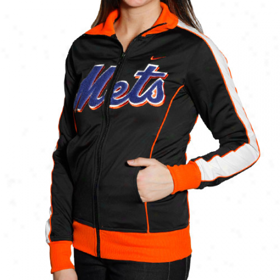 Nike New York Mets Ladies Black 3-2 Count Full Zip Track Jacket