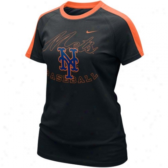 Nike New York Mets Ladies Black Center Field T-shirt