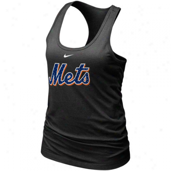 Nike New York Mets Ladies Black Mlb Bling Premium Racerback Tank Top