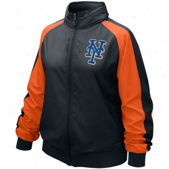 Nike New York Mets Ladies Black Mlb Full Zip Wind Jacket