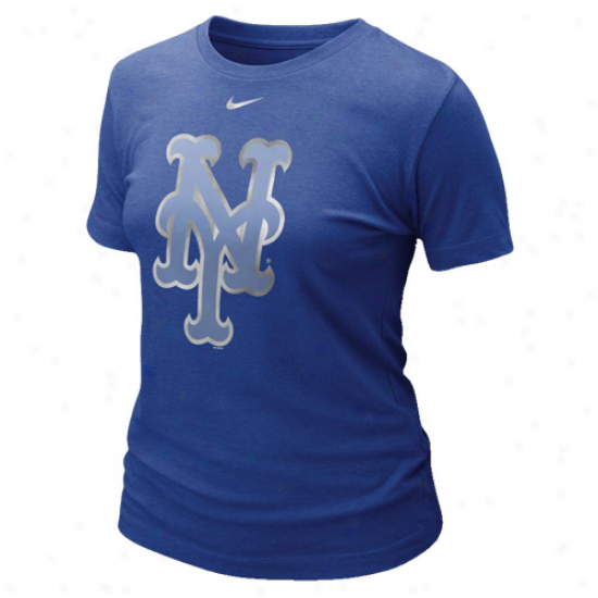 Nike New Yor Mets Ladies Blended Graphic Tri-blend T-shirt - Royal Blue