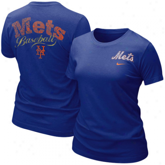 Nike New York Mets Ladies Blue Graphic Tri-blend T-shirt