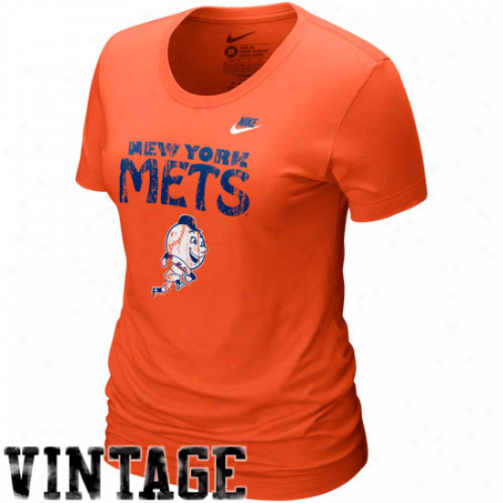 Nike New York Mets Ladies Orange Dugout Logo Vintage Tri-blend T-shirt