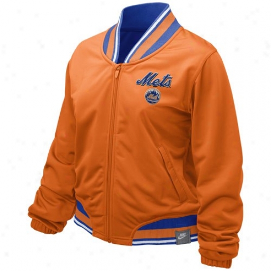 Nike New York Mets Laddies Orange Outta The Park Full Zip Jacket