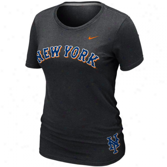 Nike New York Mets Ladjes Seasonal Graphic T-shirt - Black