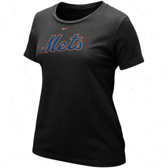 Nike New oYrk Mets Ladies Wordmark T-shirt - Black