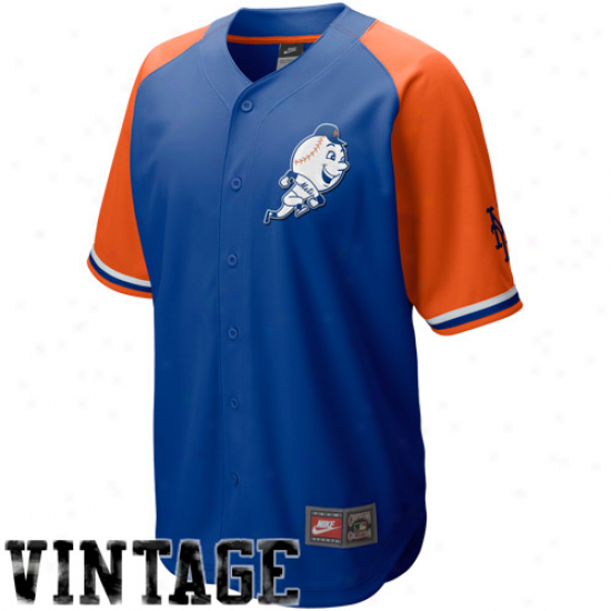 Nike New York Mets Royal Blue-orange Cooperstown Quick Pick Vintage Baseball Jersey