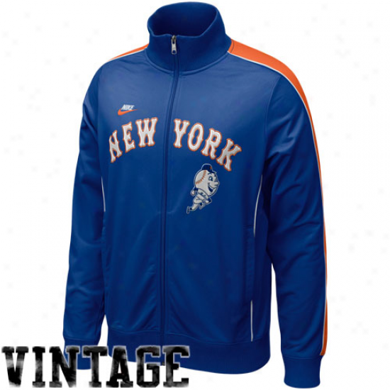 Nike New Yofk Mets Royal Blue Play At Third Coopetstown Full Zip Track Jacket