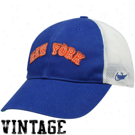 Nike New York Mets Royal Blue-white Cooperstown Bequest 91 Vintage Mesh Back Flex Fit Hat