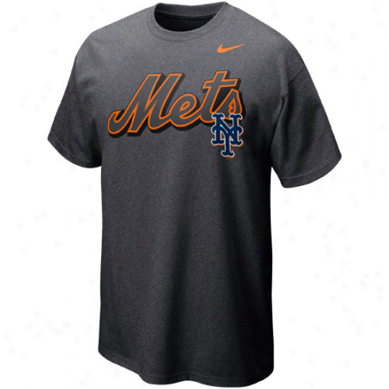 Nike New York Mets Seasonal Felt Heathered T-shirt - Charcoal