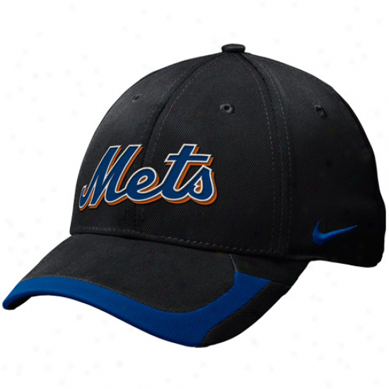 Nike New York Mets Tactile Ii Legacy 91 Swoosh Flex Fit Hat - Black