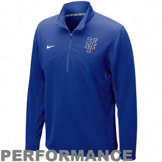 Nike New York Mets Training Quarter Zip Performance Jacket - Royal Blue