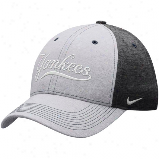 Nike New York Yankees Ash-charcoal Mlb Legacy 91 Swoosh Flex Fit Hat