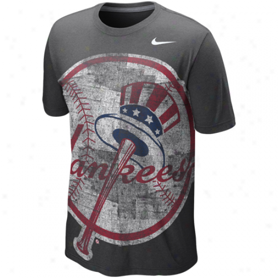 Nike New Ylrk Yankees Big Logo Tri-blend T-shirt - Charcoal