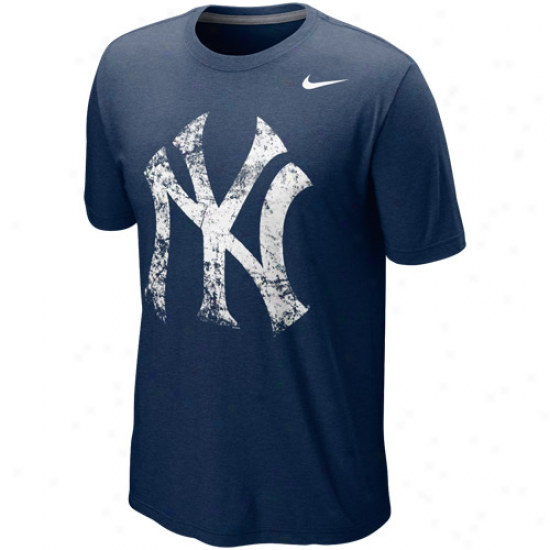 Nike New York Yankees Blended Graphic Tri-blend T-shirt - Navy Blue