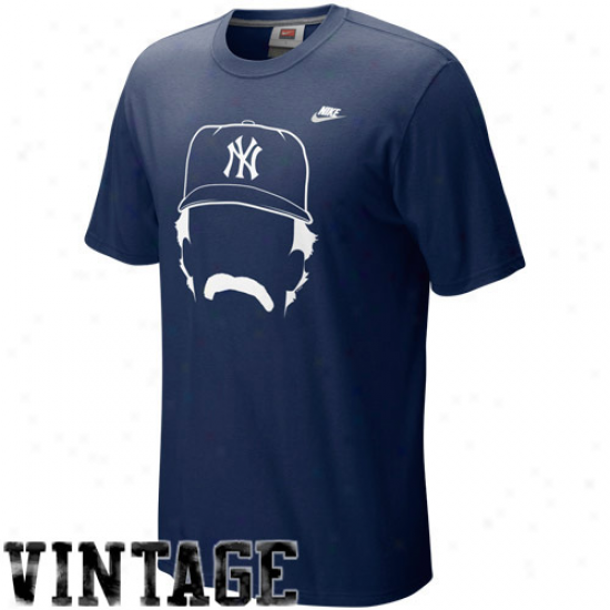 Nike New York Yankees Don Mattingly Navy Blue Hair-itage T-shirr