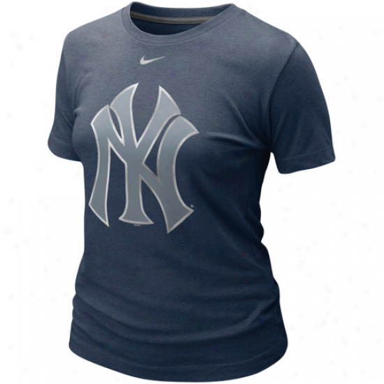 Nike New York Yankees Ladies Blended Graphic Tri-blend T-shirt - Navy Blue