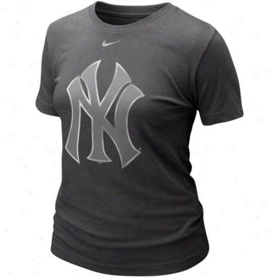 Nkie Recent York Yankees Ladies Blended Vivid Tri-blend T-shirt - Charcoal