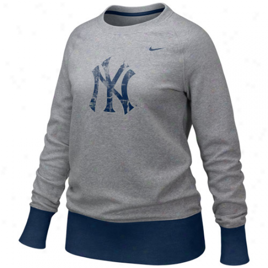 Nike New York Yankwes Ladies Gray Latest Crew Sweatshirt