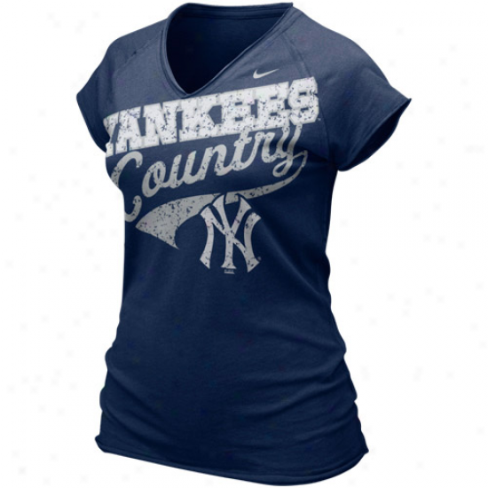 Nike Ne wYork Yankees Ladies Navy Blue 2011 Bases Loaded V-neck T-shirt