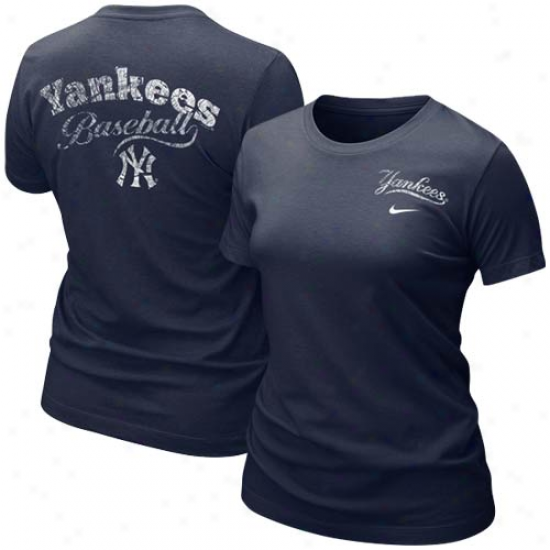 Nike New York Yankees Ladies Navy Blue Graphic Tri-blend T-shirt