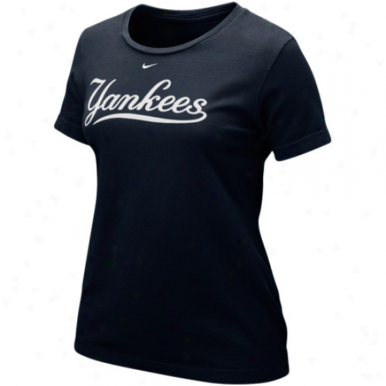 Nike New York Yankees Ladies Wordmark T-shirt - Ships Blue