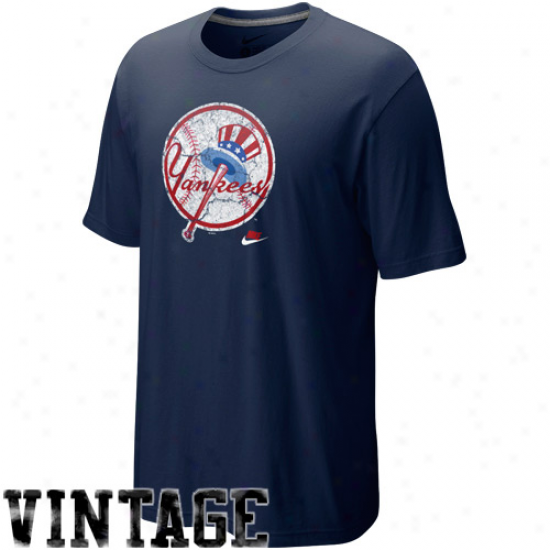 Nike New York Yankees Navy Blue Dugout Logo Vintage Tri-blend T-shirt