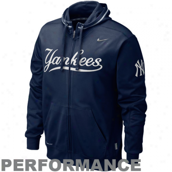 Nike New York Yankees Navy Bllue Ko Performance Full Zip Hoodie Sweatshirt