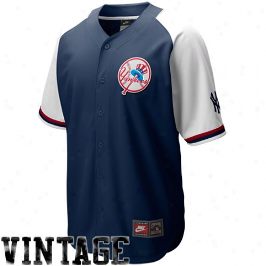 Nikw New York Yankees Ships Blue-white Cooperstown Quick Pick Vintage Baseball Jersey