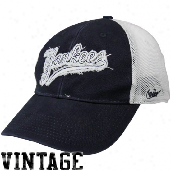 Nike New Yor kYankees Navy Blue-white Cooperstown Legacy 91 Vintage Mesh Back Flex Fit Hat