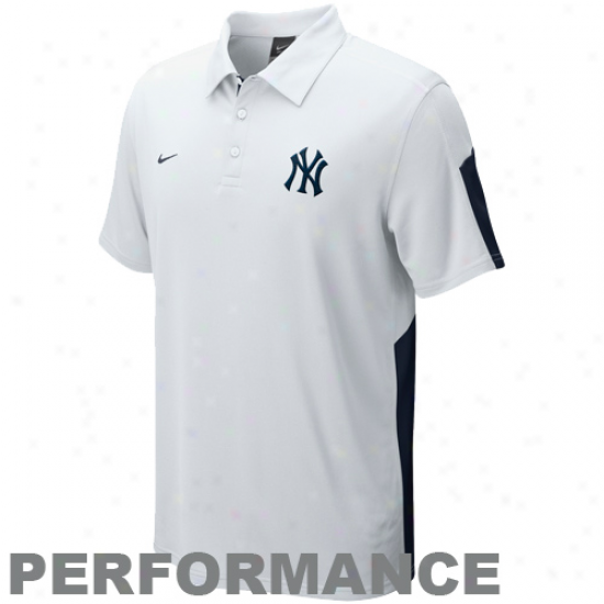 Nike New York Yankees White Authentic Collection Dri-fit Perfformance Polo