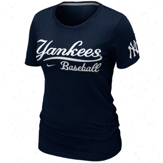 Nike New York Yankees Womens 2012 Baseball Practice T-shirt - Navy Azure