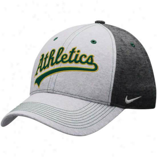 Nike Oakland Athletics Ash-charcoal Mlb Legacy 91 Swoosh Flex Fit Hat