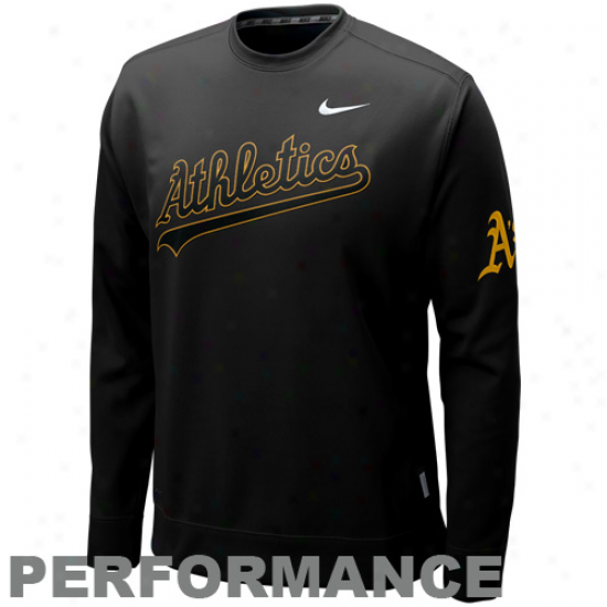 Nike Oakland Athletics Black K.o. Performance Fleece Crew Sweatshirt