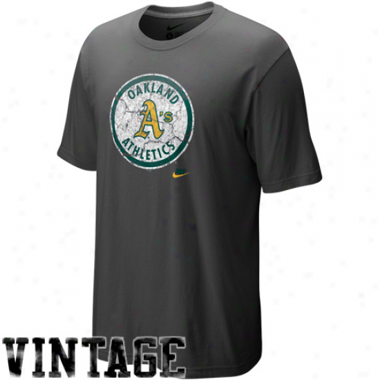 Nike Oakland Athletics Charcoal Digout Logo Vintage Tri-blend T-shirt