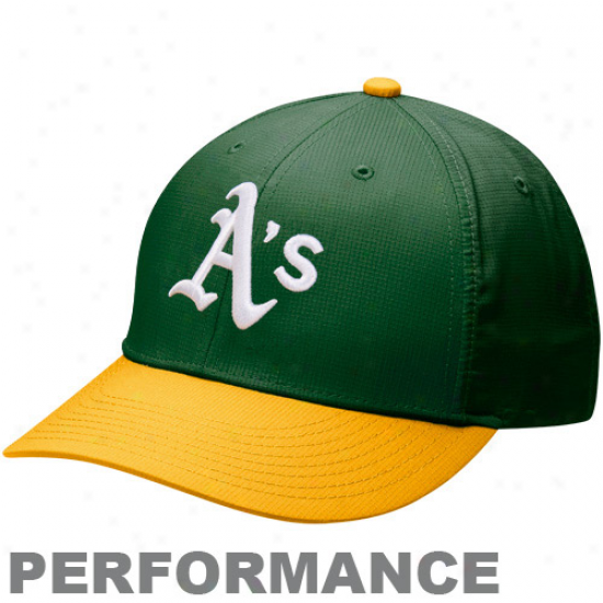 Nike Oakland Athletice Dri-fit Pradtice Adjustable Hat - Green-gold