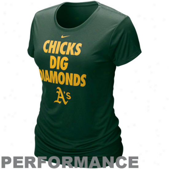 Nike Oakland Atlhetics Ladies Chicks Dig Diamonds Green Performance T-shirt