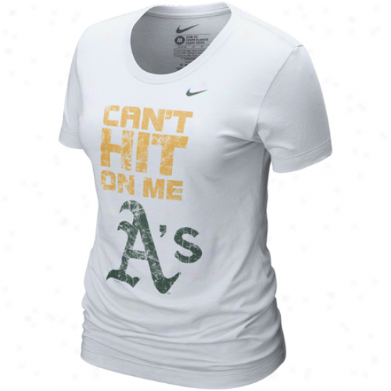 Nike Oakland Athletics Ladies White Can't Lucky venture On Me T-shirt