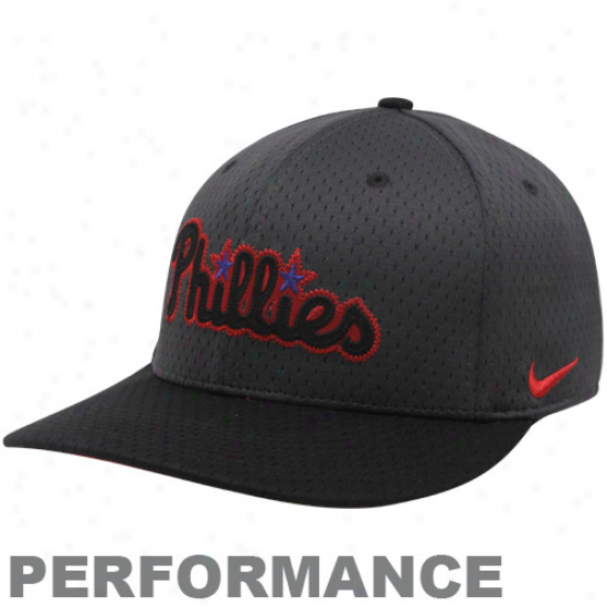 Nike Philadelphia Phillies Black Mesh Performance Flex Fit Hat