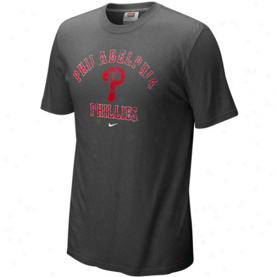 Nike Philadephia Phillies Charcoal Slidepiece Tri-blend T-shirt