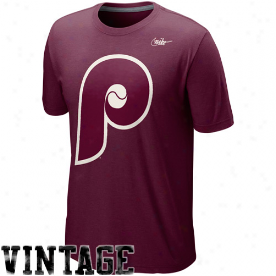 Nike Philadelphia Phillies Cooperztown Blended Logo T-shirt - Maroon