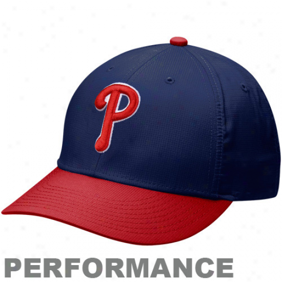 Nike Philadelphia Phillies Dri-fit Practice Adjustable Hat - Navy Blue-red