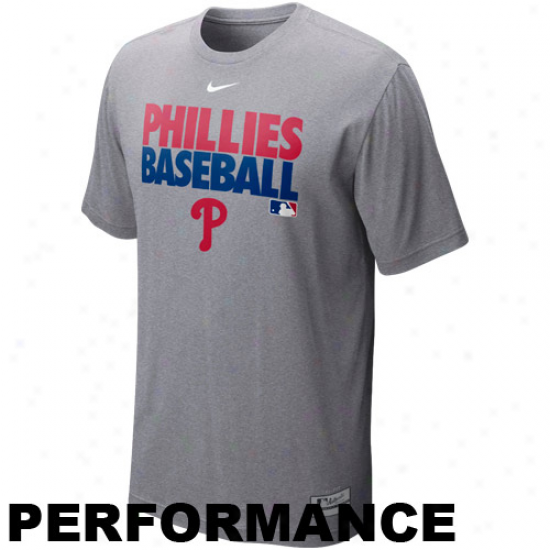 Nike Philadelphia Phillies Gtaphic Dri-fit Performance T-shirt - Ash