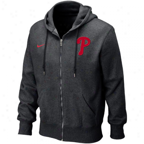 Nike Philadelphia Phillies Heathered Black Seasonal Full Zip Hoodie Sweatshirt